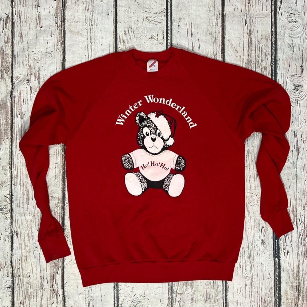 Vtg Winter Wonderland Christmas Bear Ugly Christmas 80s Sweatshirt